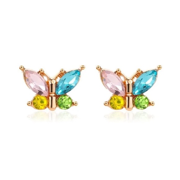 5 for $25 14k Gold Plated Stud Butterfly Earrings - Picture 1 of 8